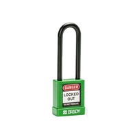 Aluminum safety padlock with composite cover green 834478