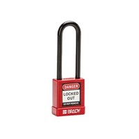 Aluminium veiligheidshangslot met kunststof cover rood 834476