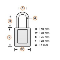Sicherheitsvorhängeschloss aus Aluminium gelb S6835LTYLW