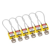 Nylon safety padlock yellow with cable 146121