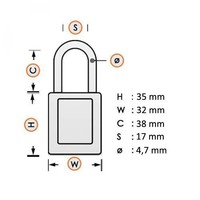 Geanodiseerd aluminium veiligheidshangslot blauw 834862