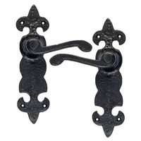 Gietijzeren deurkruk op schild fleur-de-lis - blind