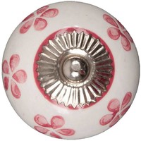 Porseleinen meubelknop wit roze bloemetjes
