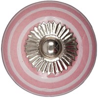 Porseleinen meubelknop roze wit gestreept