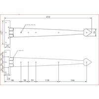 Smeedijzeren scharnier punt 460mm