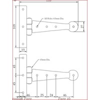 Smeedijzeren scharnier rond 153mm