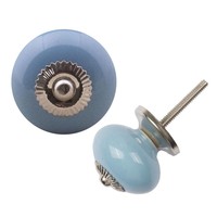 Porseleinen meubelknop blauw