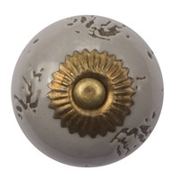 Porseleinen meubelknop destroyed grijs