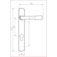Gietijzeren deurkruk 92mm - eurocilinder.