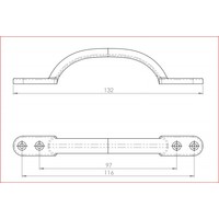 Gietijzeren handgreep 134mm - zwart