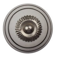 Porseleinen meubelknop wit zilver gestreept