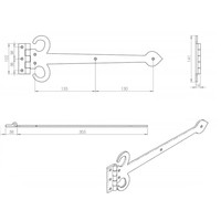 Gietijzeren scharnier zwaard 495mm