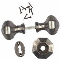 Gietijzeren deurknop achthoek - Pewter