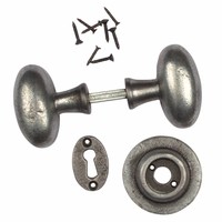Gietijzeren deurknop ovaal - Pewter