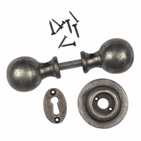 Gietijzeren deurknop rond - Pewter
