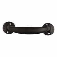 Handgreep gebogen zwart gelakt 15cm - Ronde voetplaat