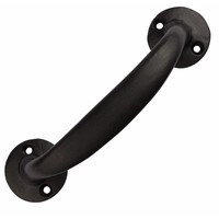 Handgreep gebogen zwart gelakt 15cm - Ronde voetplaat