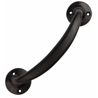 Handgreep gebogen zwart gelakt 19cm - Ronde voetplaat