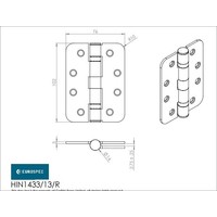 Bladscharnier RVS 102x76x3mm