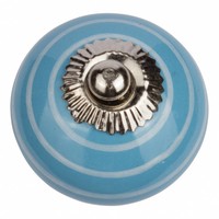 Porseleinen meubelknop blauw wit gestreept