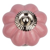 Porseleinen meubelknop bloem roze