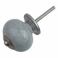 Porseleinen meubelknop lichtgrijs gekrakeleerd - fijn - CK4071