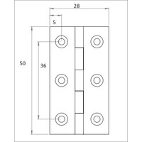 Meubel scharnier 50mm in pewter, 2 stuks.