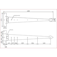 Smeedijzeren scharnier punt 605mm - Pewter