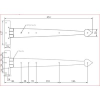 Smeedijzeren scharnier punt 460mm - Pewter