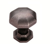 Gietijzeren kastdeurknop 38mm achthoek-pewter effect
