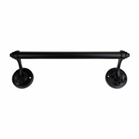Handdoekrail zwart gelakt 33cm met grote haken