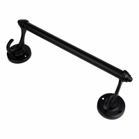 Handdoekrail zwart gelakt 33cm met grote haken