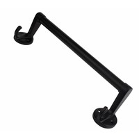 Handdoekrail zwart gelakt 33cm, kleine haken