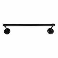 Handdoekrail zwart gelakt 48cm, met grote haken