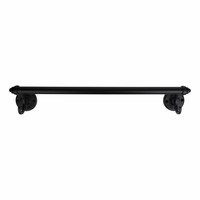 Handdoekrail zwart gelakt 48cm, met grote haken
