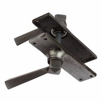 Gietijzeren deurkruk op schild - blind - Pewter