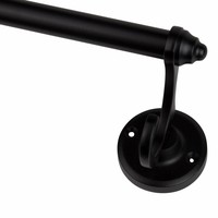 Handdoekrail zwart gelakt 33cm met grote haken