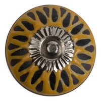 Meubelknop porselein reliëf deco CK5548 - geel zwart