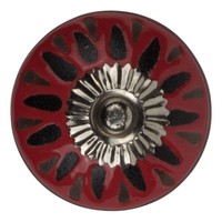 Meubelknop porselein reliëf deco CK5552 - rood zwart