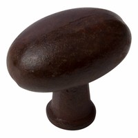 Gietijzeren kastdeurknop ovaal Roest - 42mm