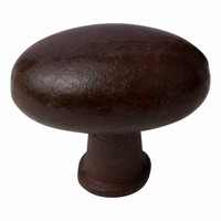 Gietijzeren kastdeurknop ovaal Roest - 42mm
