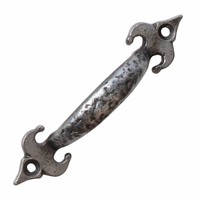 Gietijzeren handgreep fleur-de-lis 105mm - pewter finish