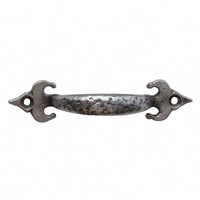 Gietijzeren handgreep fleur-de-lis 105mm - pewter finish