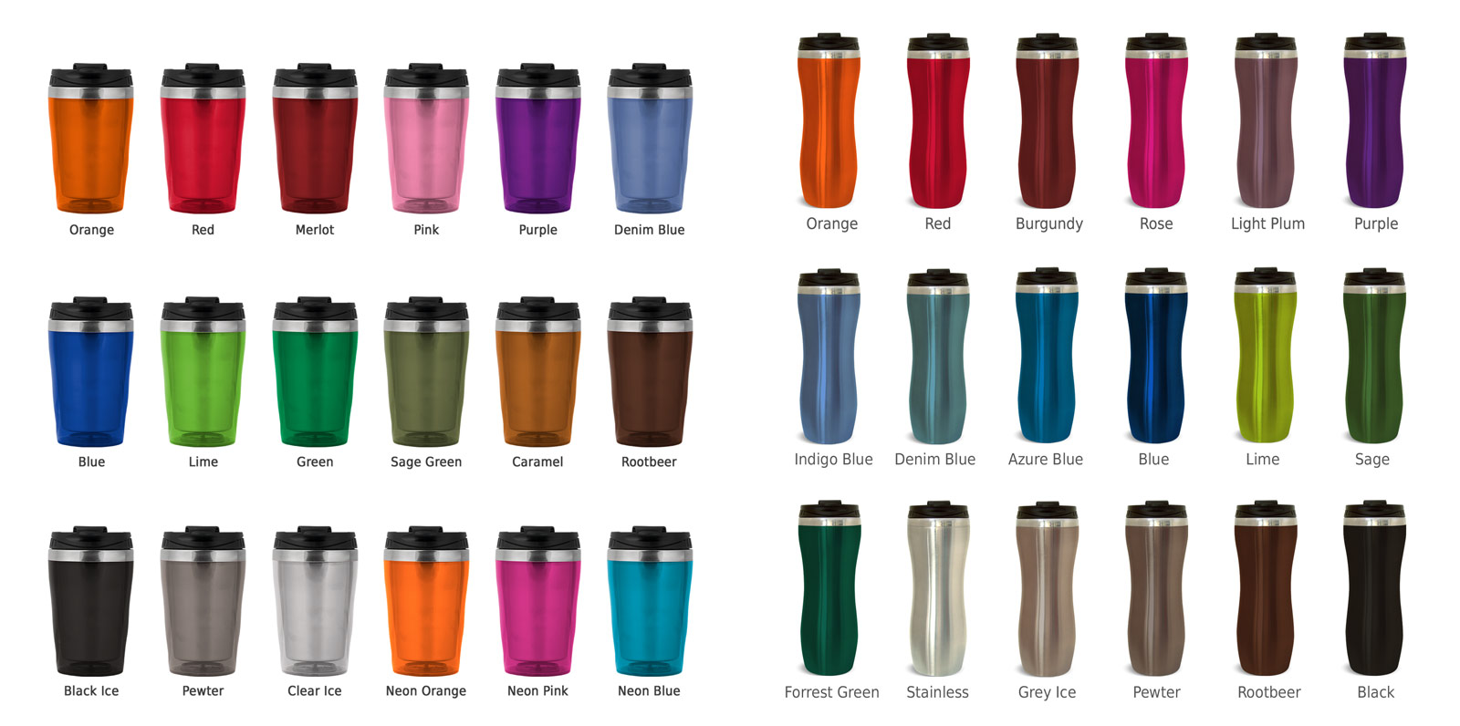 Farben - Cup Trends Thermobecher, orange, rot, pink, blau, grün, braun, schwarz