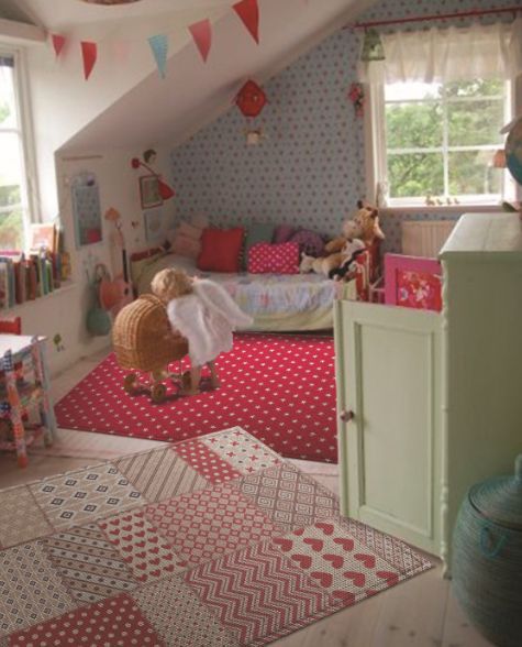 Vintage vloerkleden kinderkamer met patchwork motief