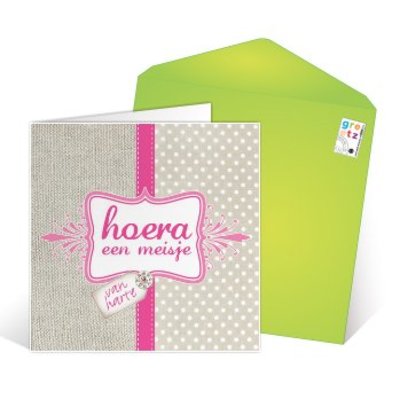 Greeting Card 'Hoera een meisje'