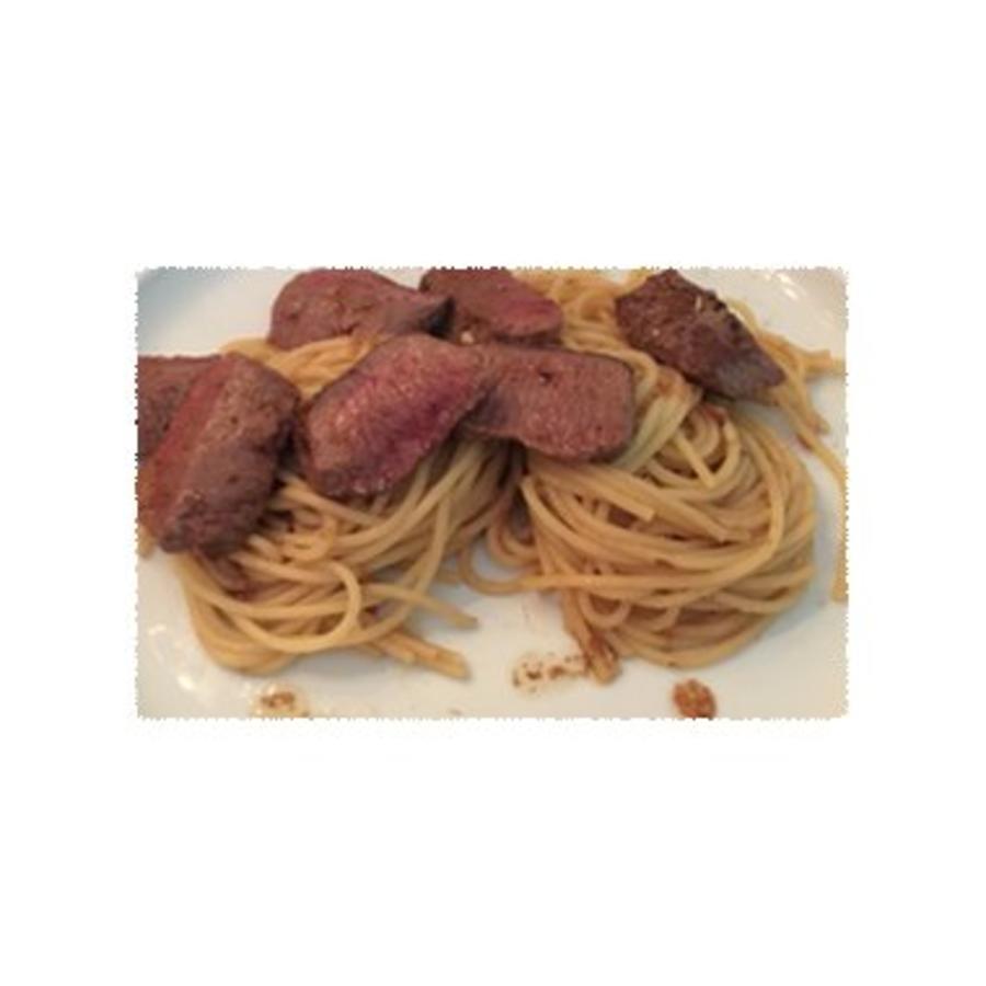 Spaghetti met lamsrugfilet