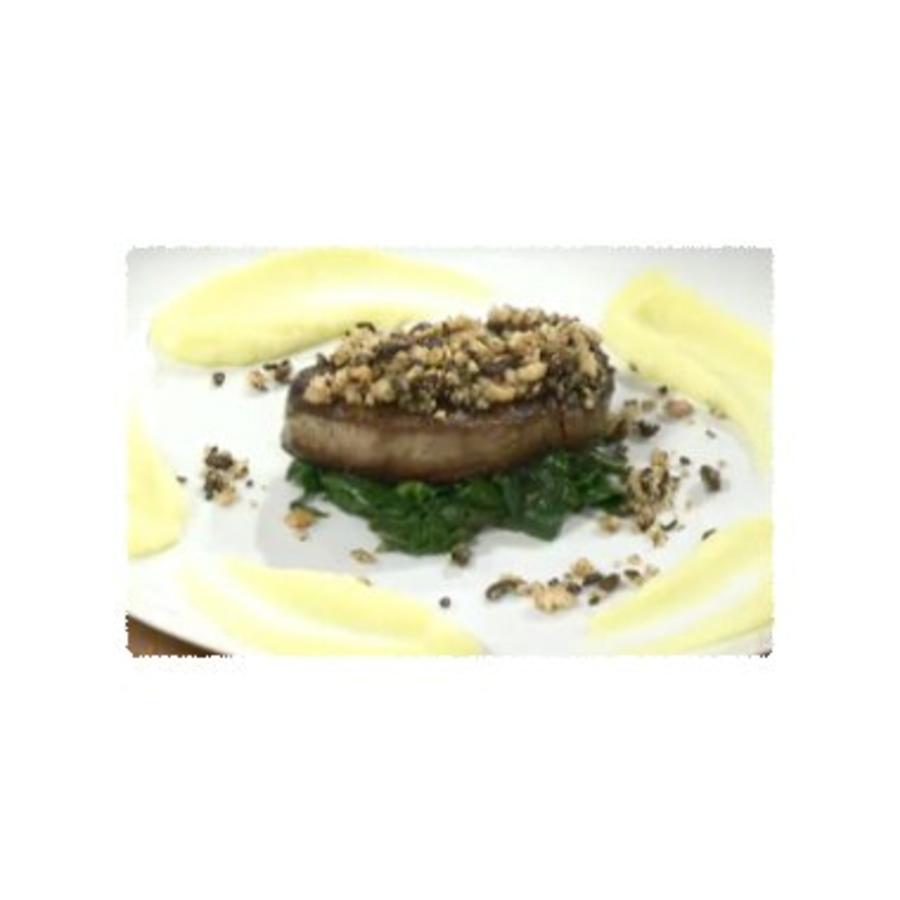 Tournedos met koffiecrunch en aardappel-knoflookcrème