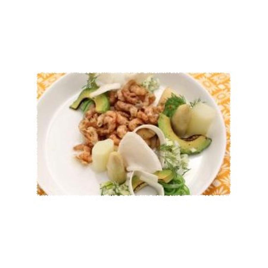 Salade van asperges, garnalen, venkel en Granny Smith