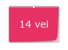 Maandkalender drukken enkelzijdig, 14 bladen